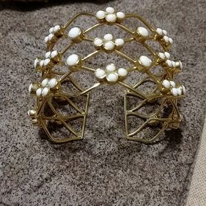 Gold and White cuff bracelet